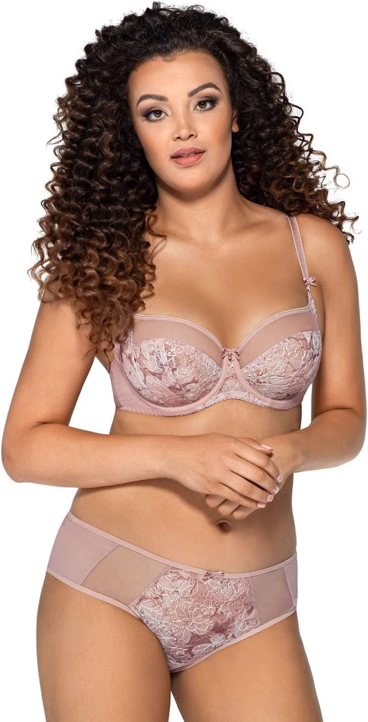 AVA Dame Soft-BH Geblümt Netz Bügel Klassisch Träger Spitze 1982 Lianel 65F Rosa, 65F Rosa