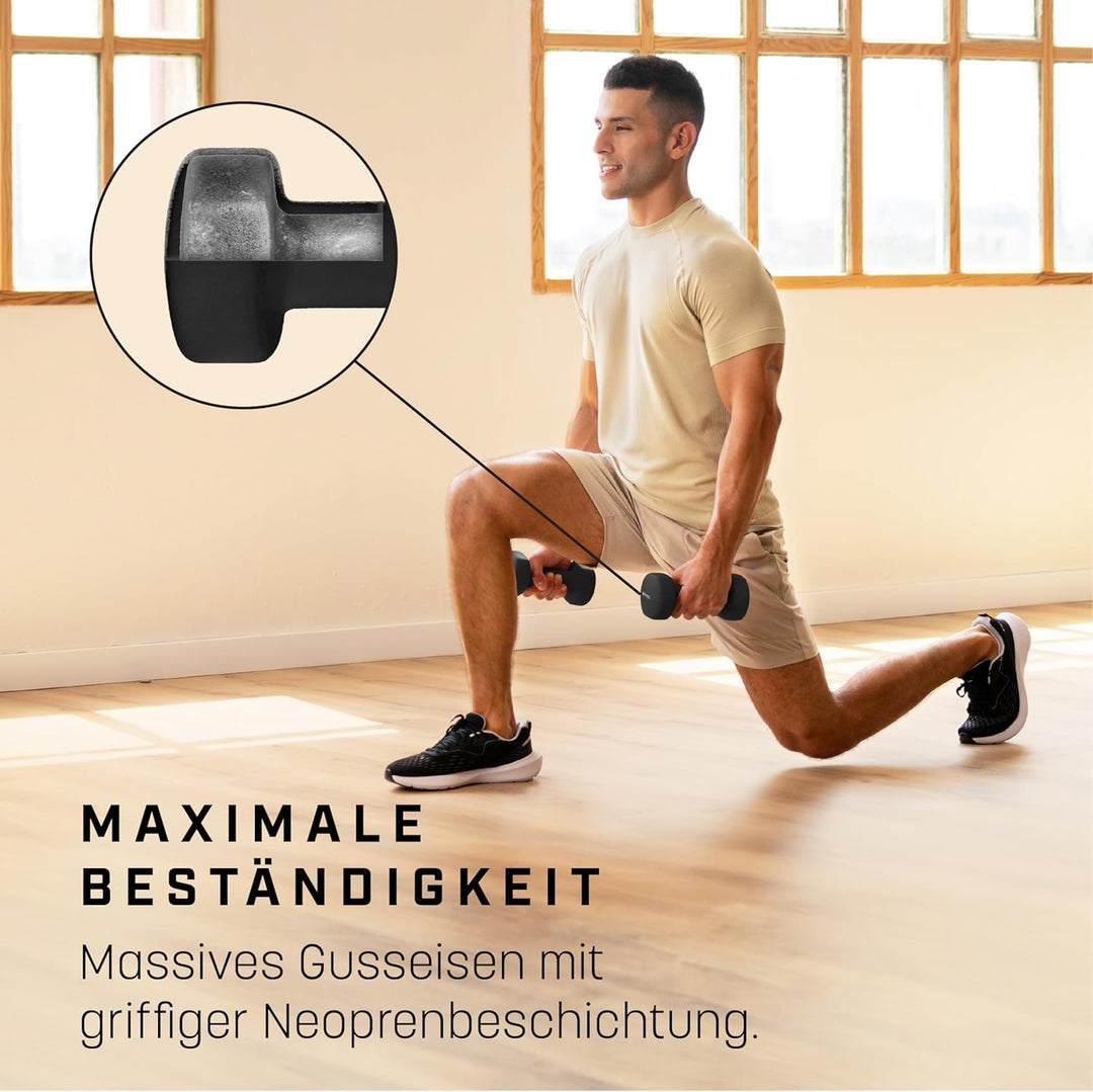Neopren Hanteln Set - Inkl. Fitnessposter mit 32 Übungen, schweissabweisendes Kurzhanteln 2er Set au