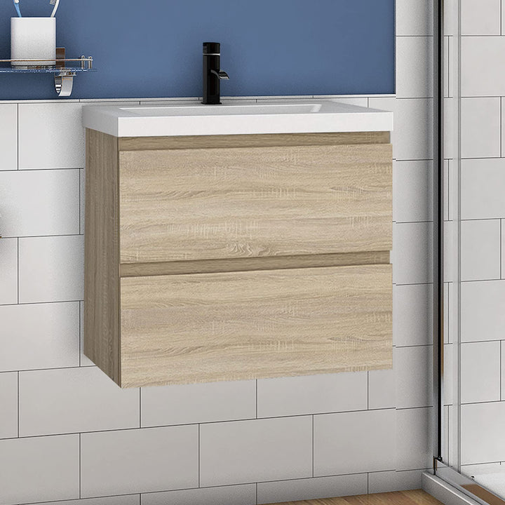 Aica Sanitär Waschtisch mit Unterschrank 60 cm Badmöbel Set mit Waschbecken Mineralguss Gäste WC Eic