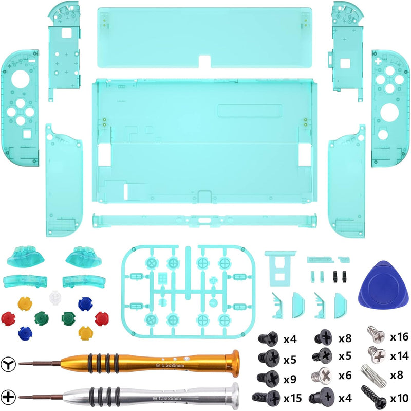 eXtremeRate Full Hülle für Nintendo Switch OLED, DIY-Ersatz Konsole case & Kickstand, NS Joycon Gehä