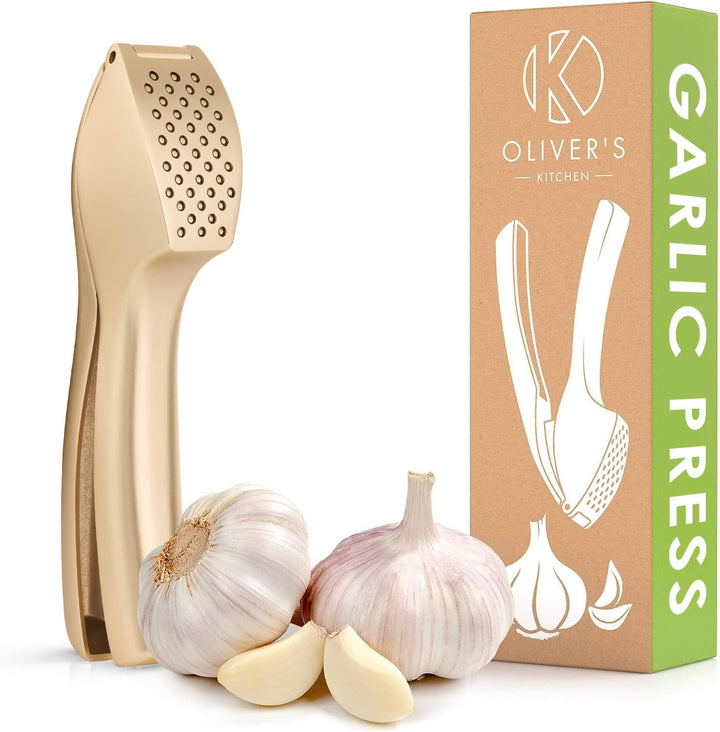 Oliver's Kitchen ® Premium Knoblauchpresse - Handlich & Leicht zu Reinigen - Zerkleinert Knoblauch &