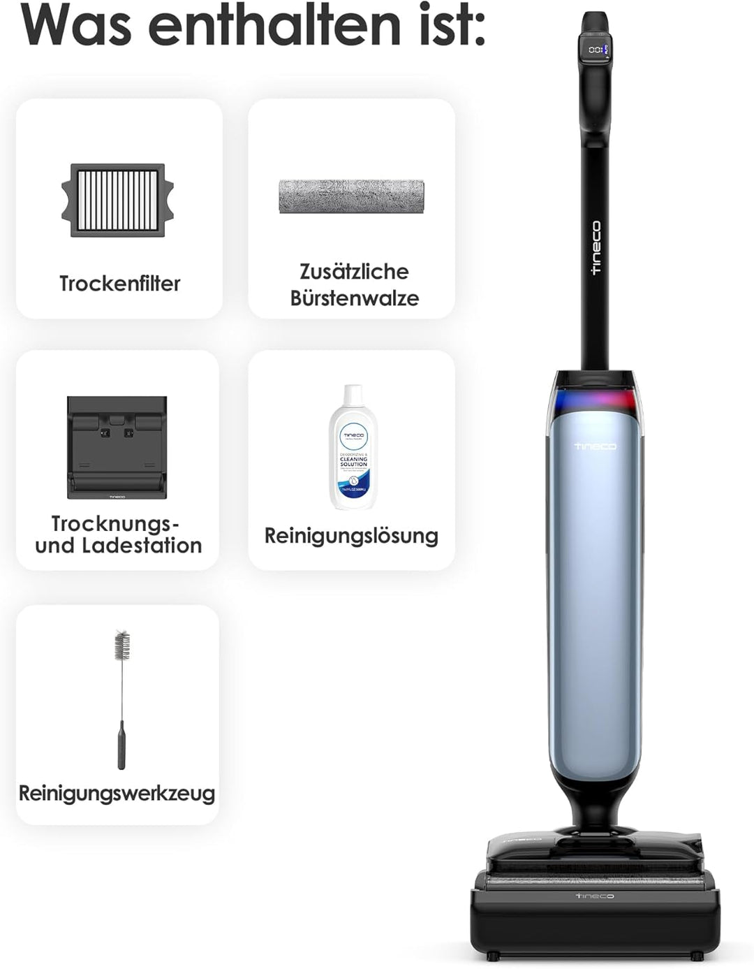 Tineco Floor One S9 Artist Stilvoller Nass Trockensauger, 22kPa Nasssauger, 360° SmoothDrive, Anti-T