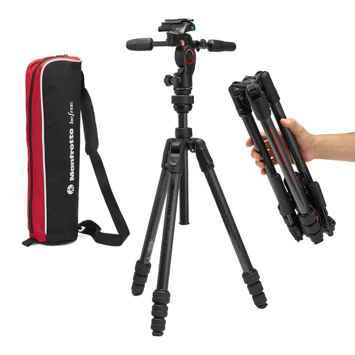 Manfrotto Befree GT PRO 3-Way, Professional Travel Tripod Kit, 3-Way Fluid Head, Levelling Column, P
