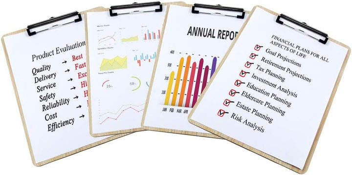 Uquelic Klemmbrett/Schreibbrett/Clipboard A4-4Pcs Klemmbretter A4 Eleganz Luxus Holzmaserung Abgerun