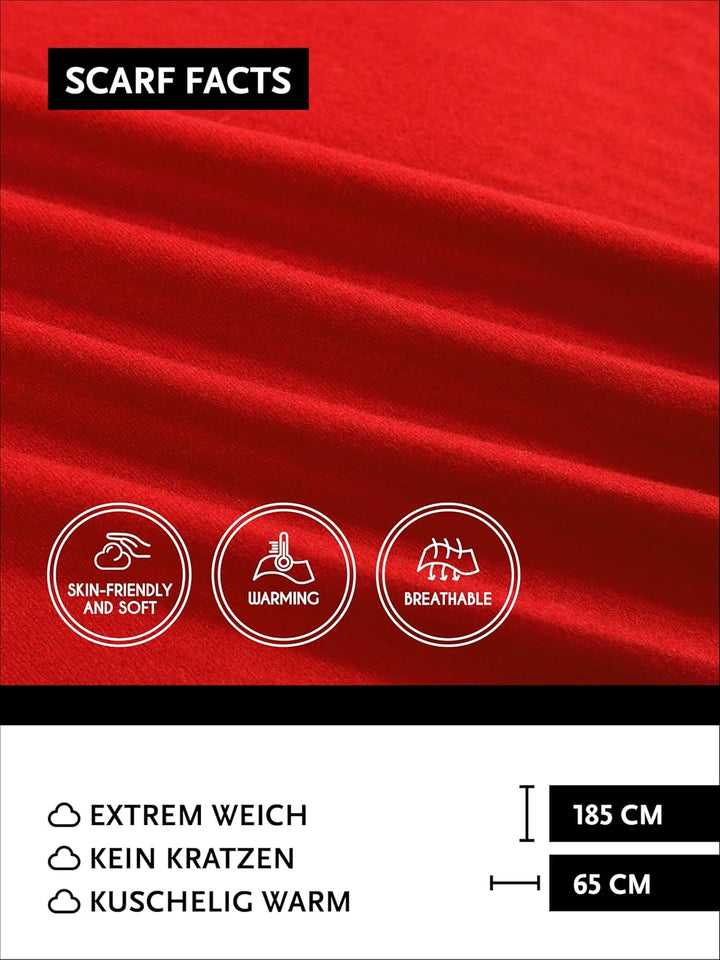 DonDon Schal Damen Winter Wollschal Winterschal warm weich 185 x 65 cm Rot, Rot