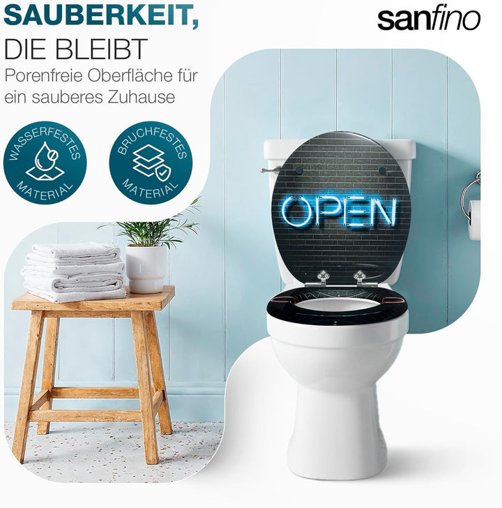 Premium WC Sitz mit Absenkautomatik – hochwertige Toilettendeckel aus Holz, viele bunte Motive, hohe