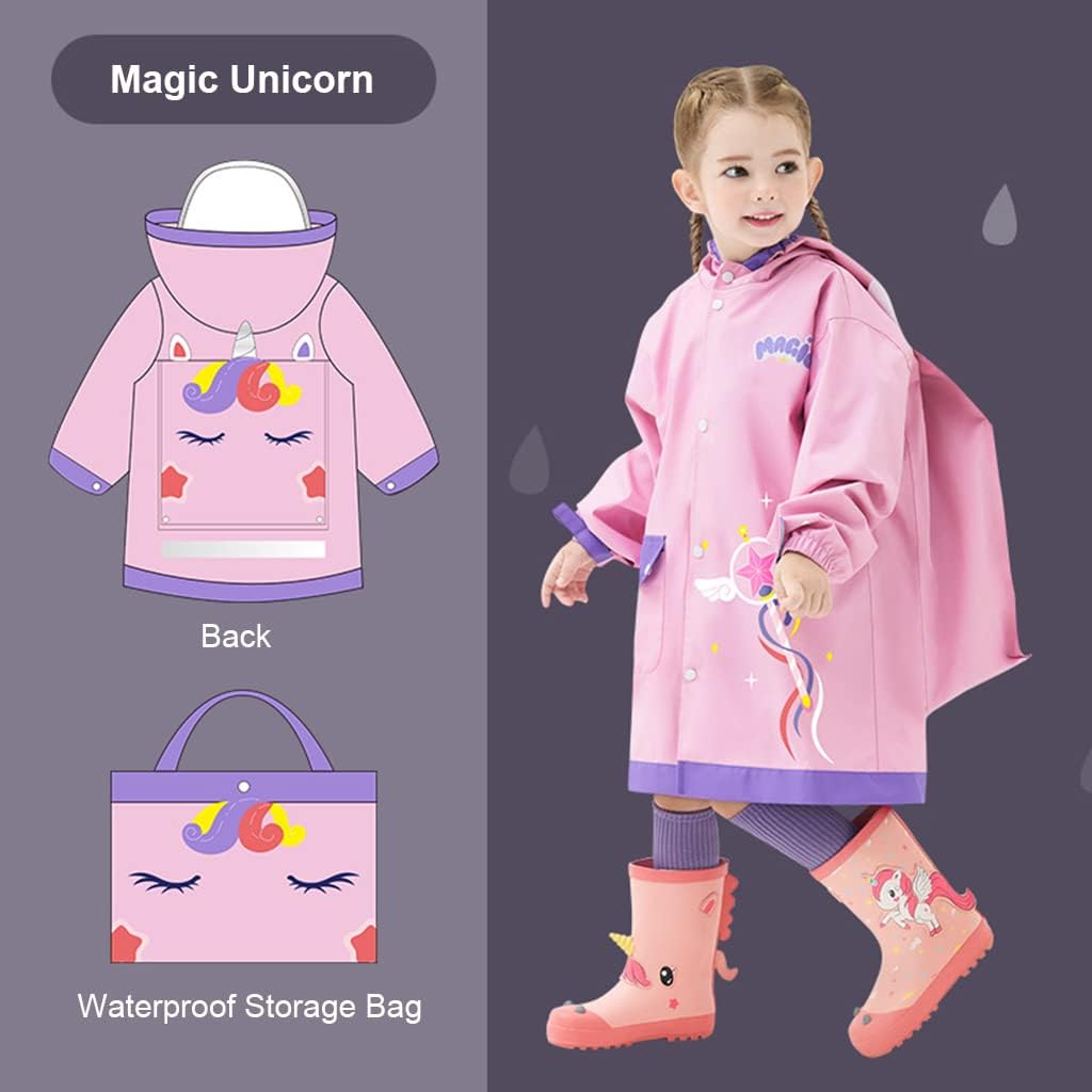 Kinder Regenmantel Jungen Mädchen Regenponcho Wasserdicht Cartoon Regenjacke Wiederverwendbare Regen