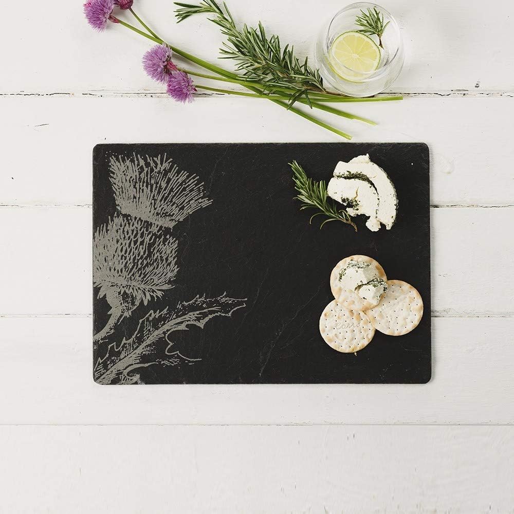 Just Slate 2 x Platzsets mit Distel, Schwarz, 11cm x 11cm