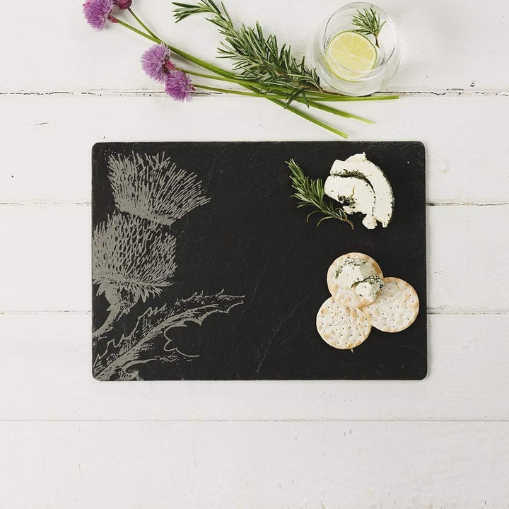 Just Slate 2 x Platzsets mit Distel, Schwarz, 11cm x 11cm