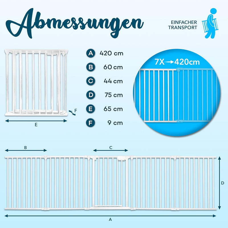 KIDUKU® Kaminschutzgitter mit Tür Metall 420 cm | Absperrgitter Ofenschutzgitter faltbar | Konfigura