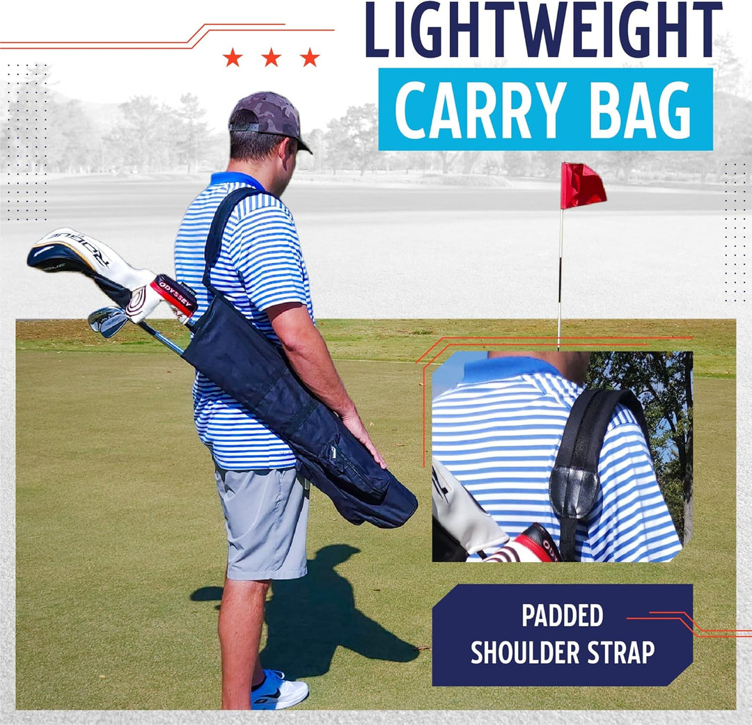Stripe Golf Sunday Golftasche | Schwarz Leichte Reise Trage mit gepolstertem Schultergurt für Drivin