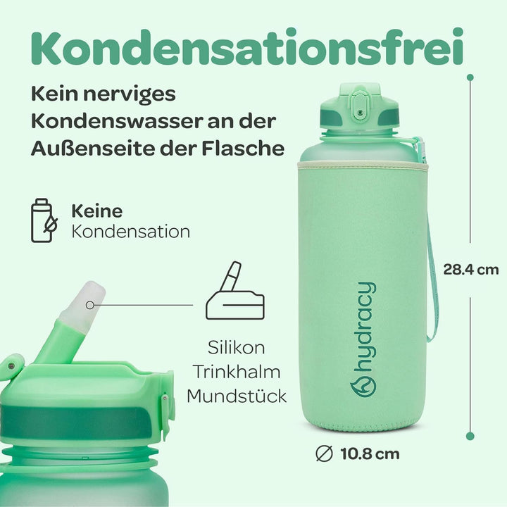Hydracy Trinkflasche mit Strohhalm und Zeitmarkierung - 2L Wasserflasche - BPA-freie Trinkflasche -