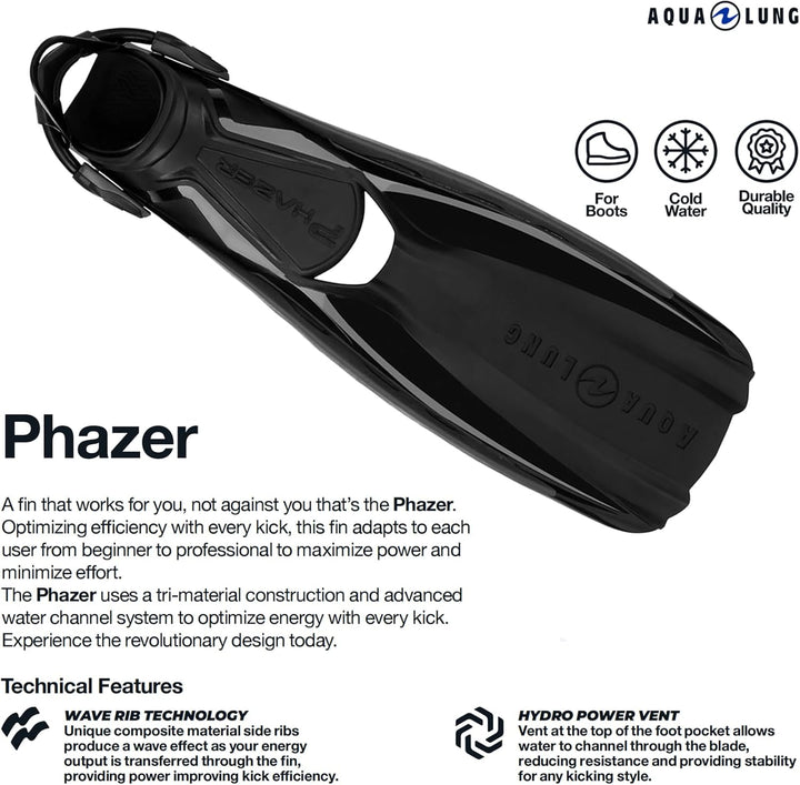 Aqualung Phazer ADJ (Black/hot Lime, S (37-40))