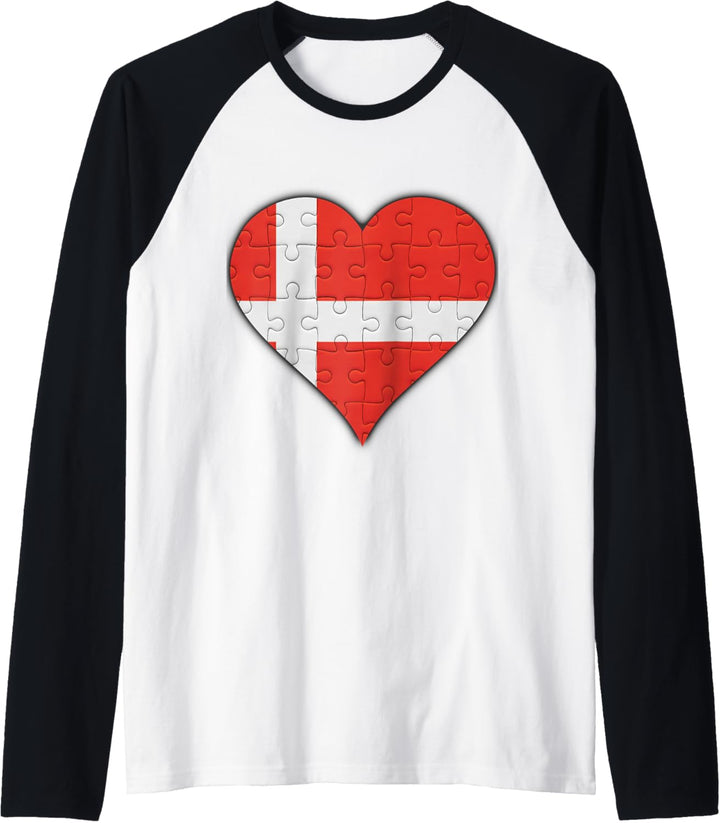 Dänemark Dänische Flagge Herz Raglan