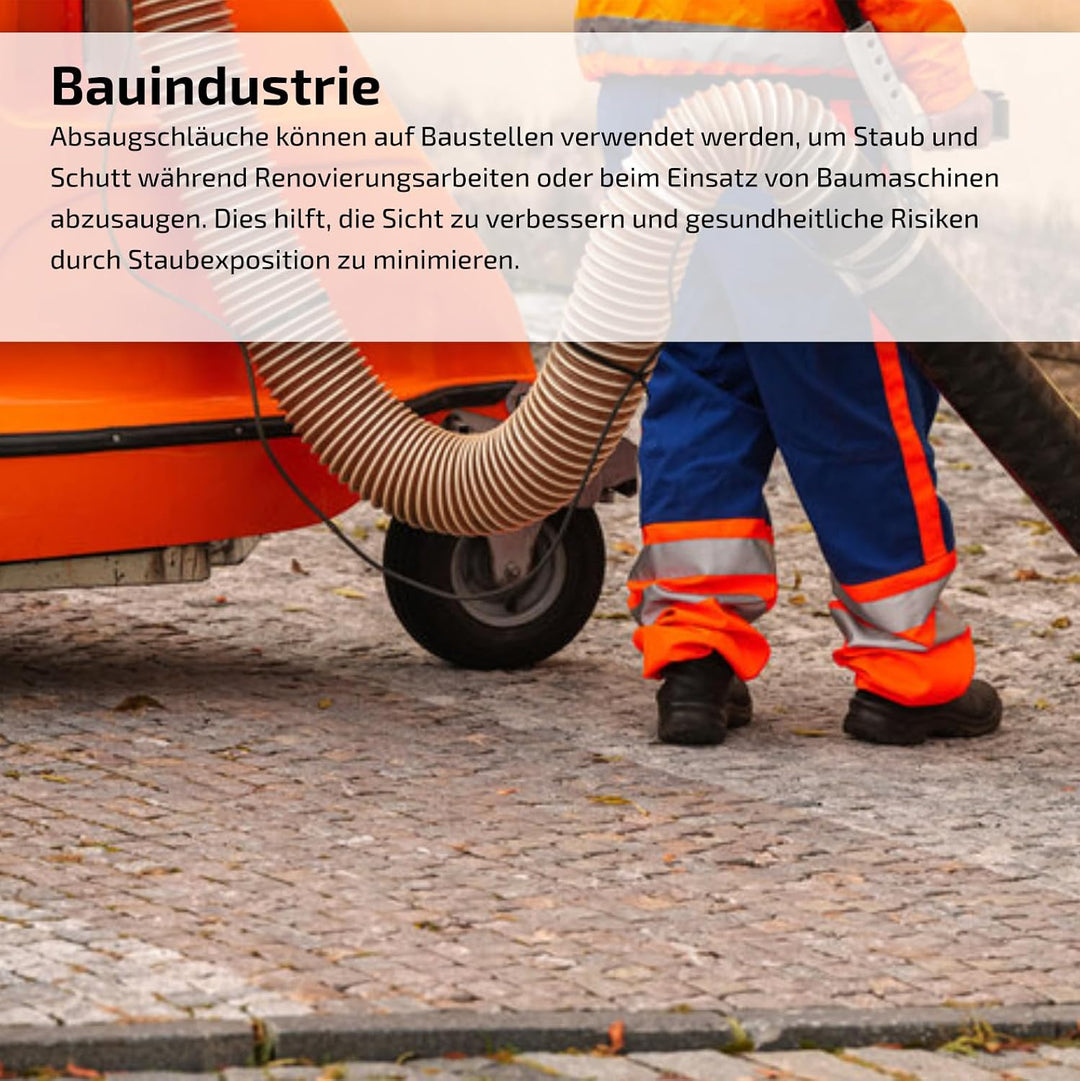 Absaugschlauch 0,4 mm transparent für Absauganlage Spiralschlauch schwer entflammbar Stahldrahteinla