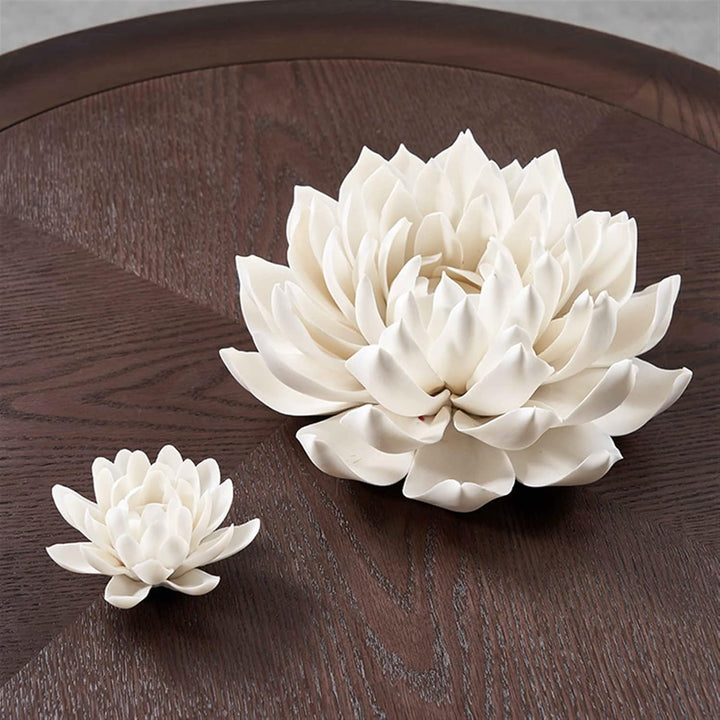 PEVSCO Skulptur Pflanzenstatue Ornamente Weisser Lotus Keramikskulptur Dekorationen Villa Studie Tee