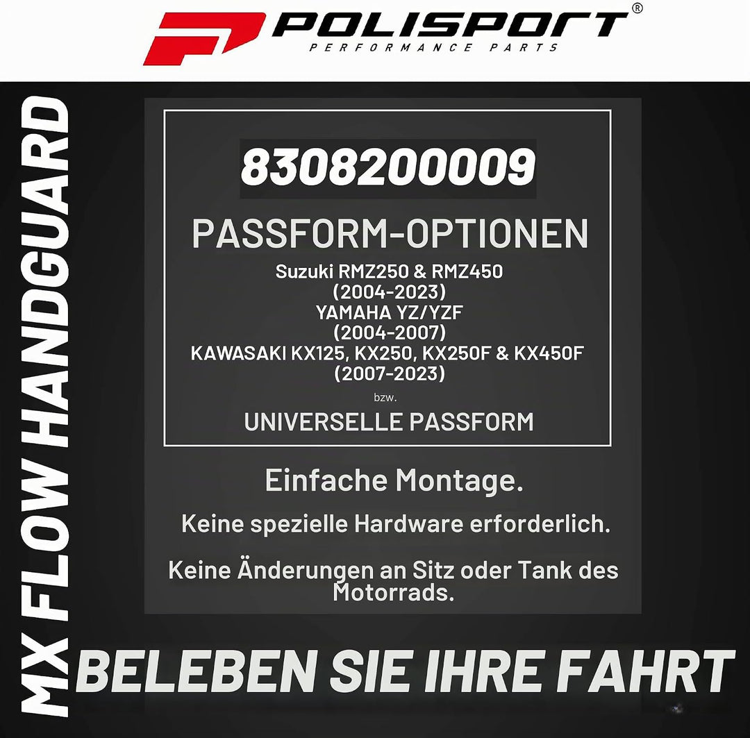 POLISPORT 8308200007 - Handprotektoren MX FLOW 1 MX-Style Befestigungspunkt aus Kunststoff inklusive
