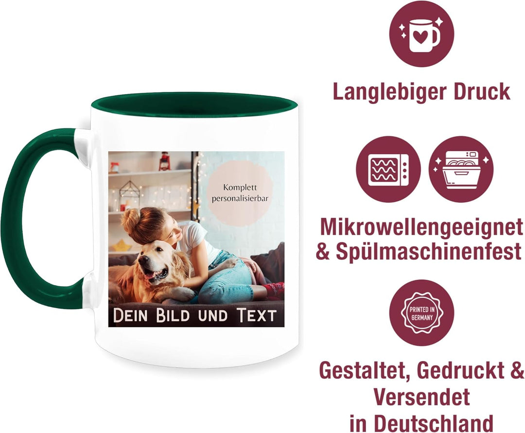 Tasse Tassen 325ml - eigenem - Foto Bild Geschenk I Dein Bild und Text - 325 ml - Dunkelgrün - fotot