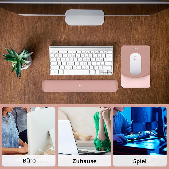 MOSISO Handgelenkstütze für Mauspad&Tastatur Set, Rechteckig Ergonomisch Mauspad Rutschfest Basis Ho