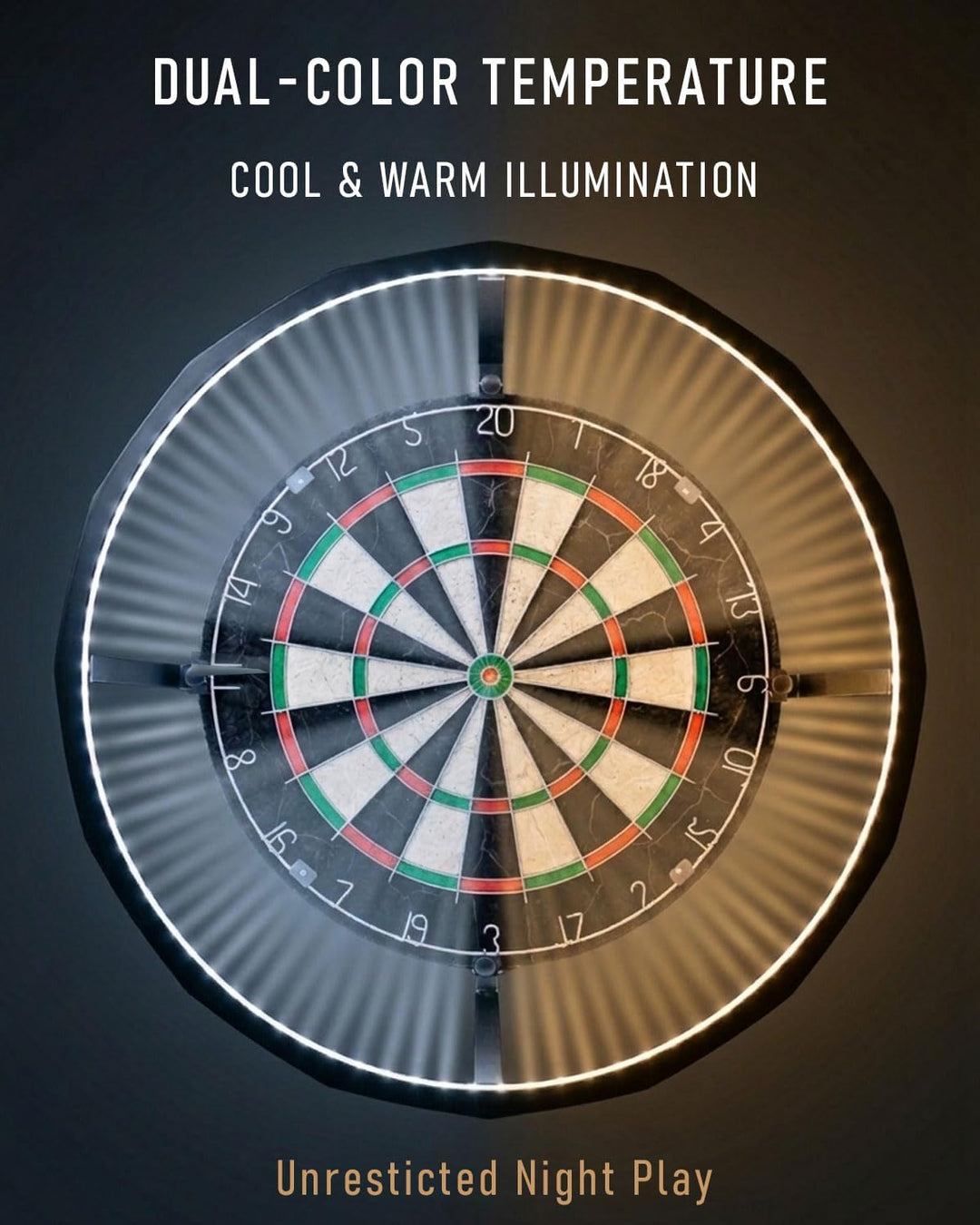 Dartscheibe Beleuchtung– Ultrahell 360° LED Lichtring für Sisal Dartboard – Schattenloser Runddesign