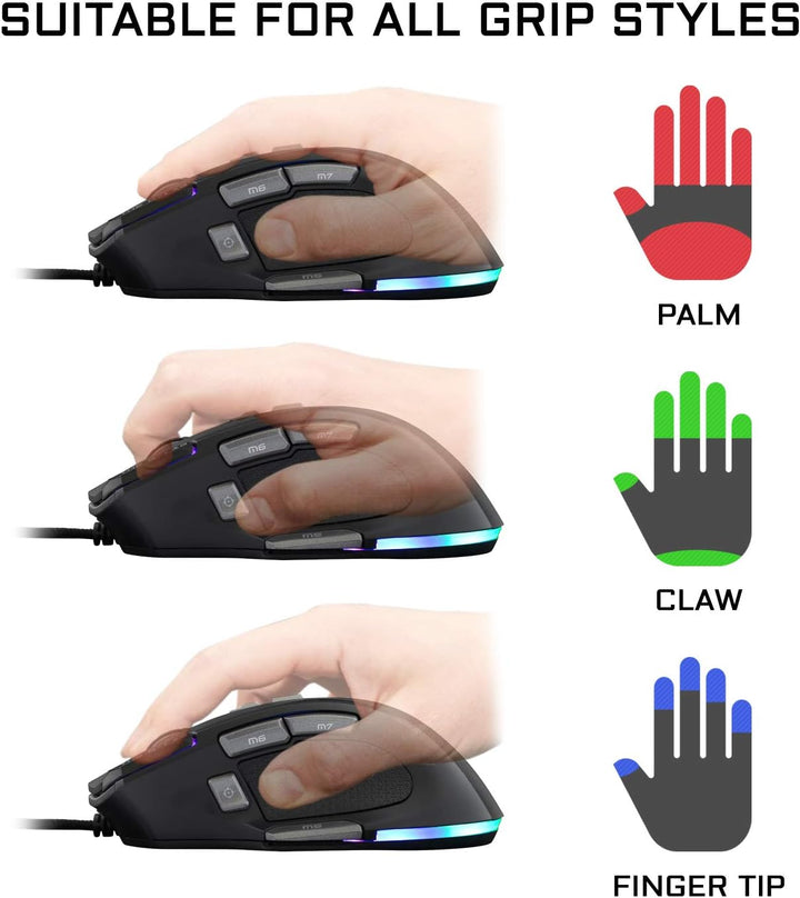 THE G-LAB Kult Nitrogen Atom Hochpräzise kabelgebundene Gaming-Maus - Optischer 4800 DPI Sensor, RGB