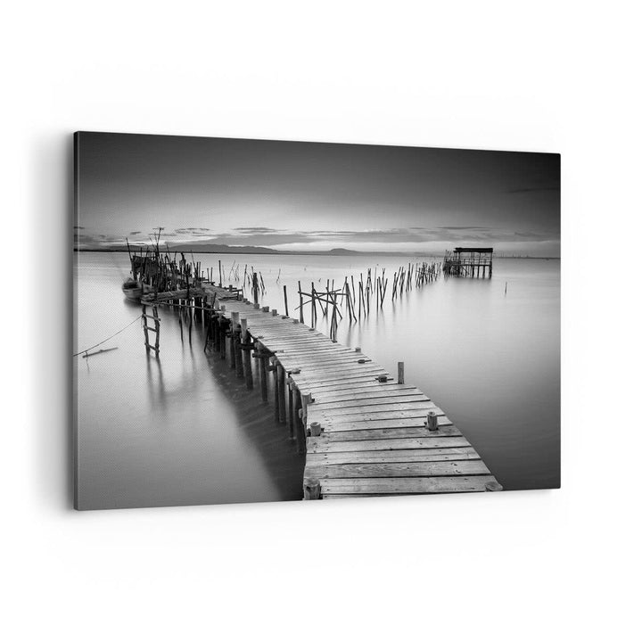 Bilder auf Leinwand 100x70cm Leinwandbild Meer Brücke Landschaft Natur Gross Wanddeko Bild Schlafzim