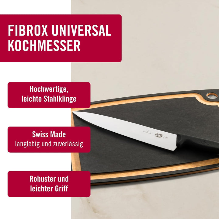 Victorinox Fibrox Kochmesser, Breites Universalmesser für Fleisch, Fisch, Gemüse und Kräuter, 31 cm,