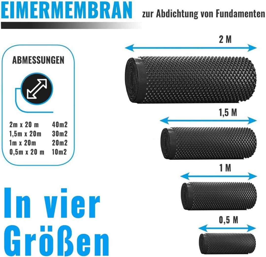 Noppenbahn Hochbeetfolie Drainage Mauerschutz Dichtungsbahn Grundmauerschutz Noppenfolie 0,5 m x 20