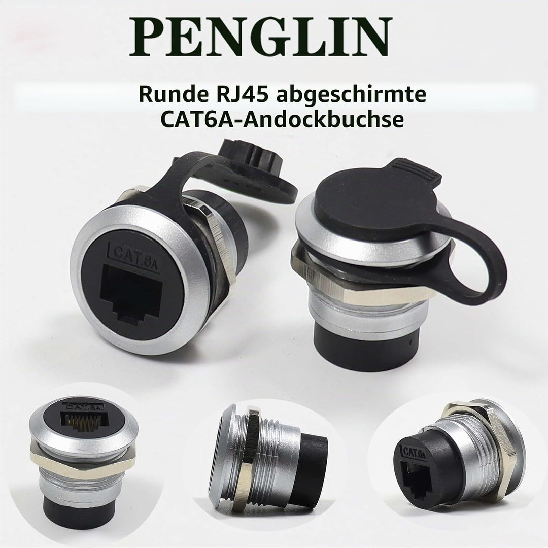 PENGLIN 2 Stück RJ45 CAT6A Geschirmter Einbaustecker, Cat5/5e/6/6A 8P8C Ethernet LAN Kabeladapter, B