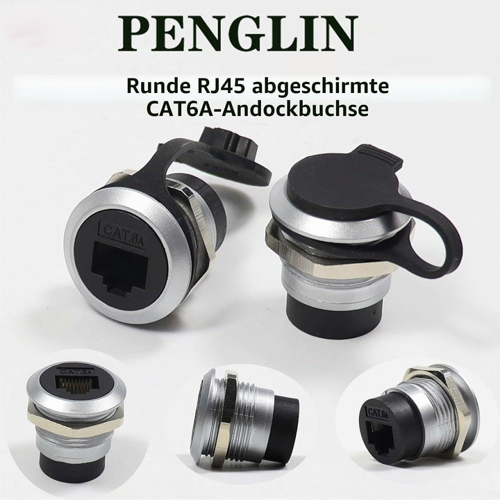 PENGLIN 2 Stück RJ45 CAT6A Geschirmter Einbaustecker, Cat5/5e/6/6A 8P8C Ethernet LAN Kabeladapter, B