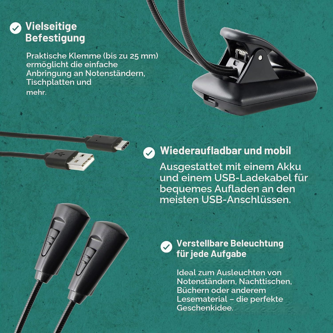 König &amp; Meyer 12259 Notenpultleuchte »Double2 LED FlexLight rechargeable« - Notenpultleuchte