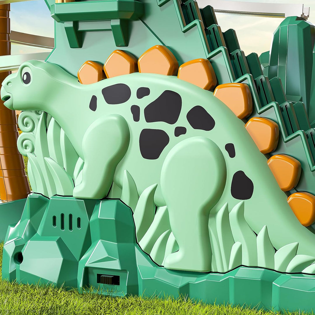 JUKUDAHU Dinosaurier Rennstrecke Spielzeug für Kinder 3-8 Jahre | Kletterrutsche Treppen Spielset, A