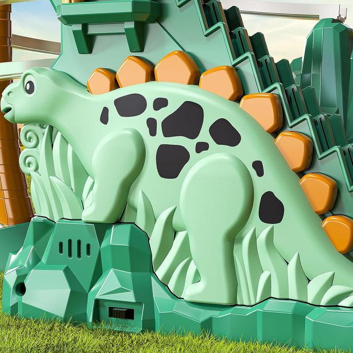 JUKUDAHU Dinosaurier Rennstrecke Spielzeug für Kinder 3-8 Jahre | Kletterrutsche Treppen Spielset, A