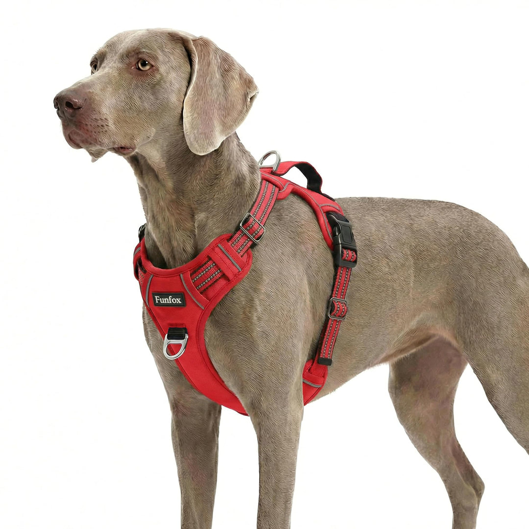 Funfox Hundegeschirr Grosse Hunde [XL] - Verstellbares Anti-Zug Brustgeschirr mit Griff & Reflektors