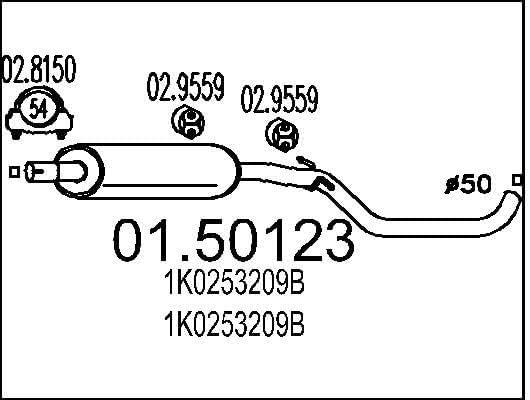 MTS Company 01.50123 Mittelschalldämpfer