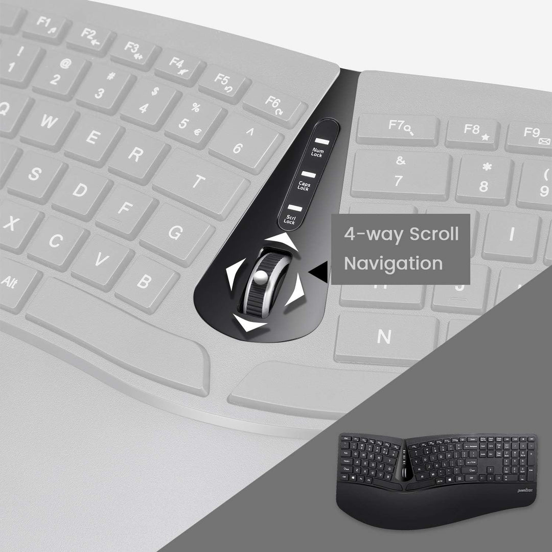 Perixx Periduo-605, Wireless Ergonomic Split Keyboard and Vertical Mouse Combo, Adjustable Palm Rest