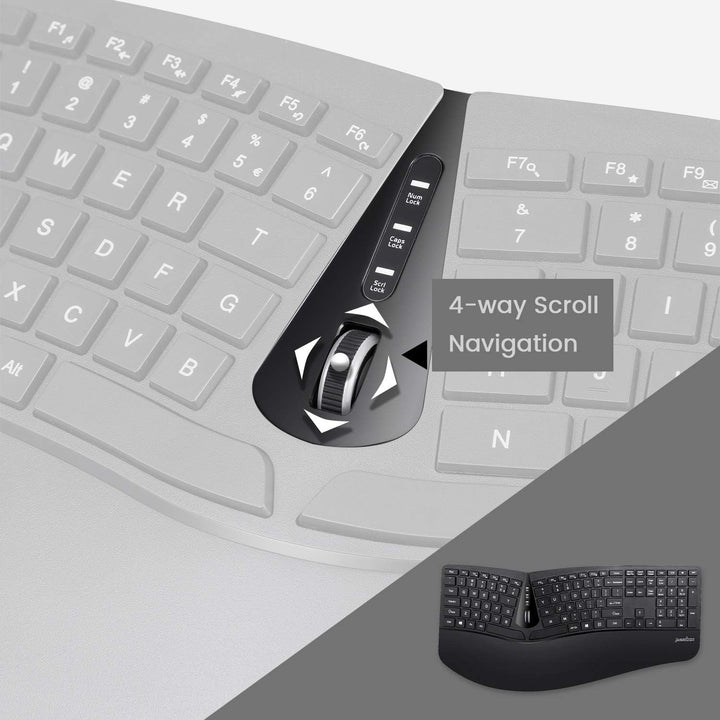 Perixx Periduo-605, Wireless Ergonomic Split Keyboard and Vertical Mouse Combo, Adjustable Palm Rest
