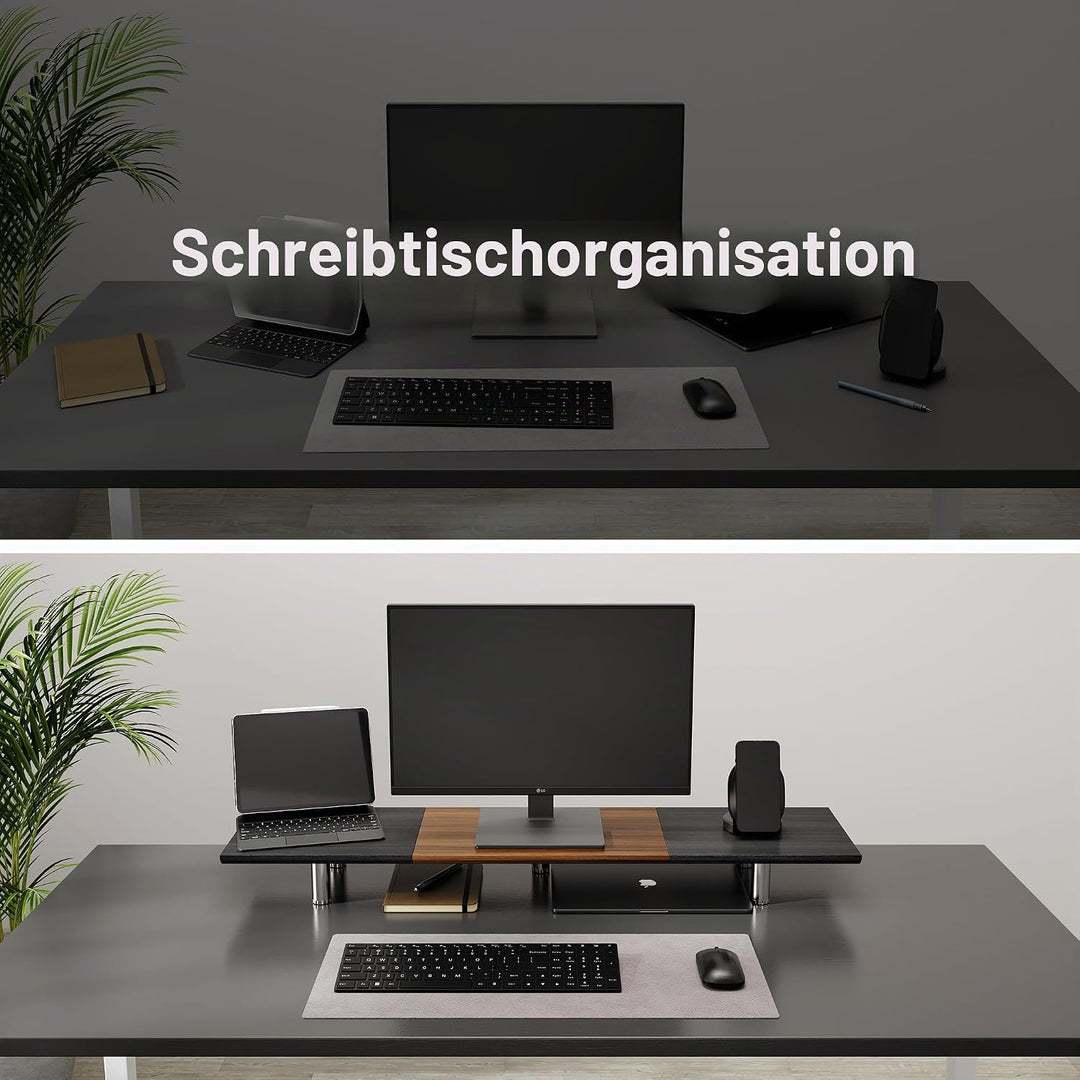 Fenge Grosser Monitorständer 100cm Dual Monitor Stands Riser mit Höhenverstellbarem Bein,Multifunkti