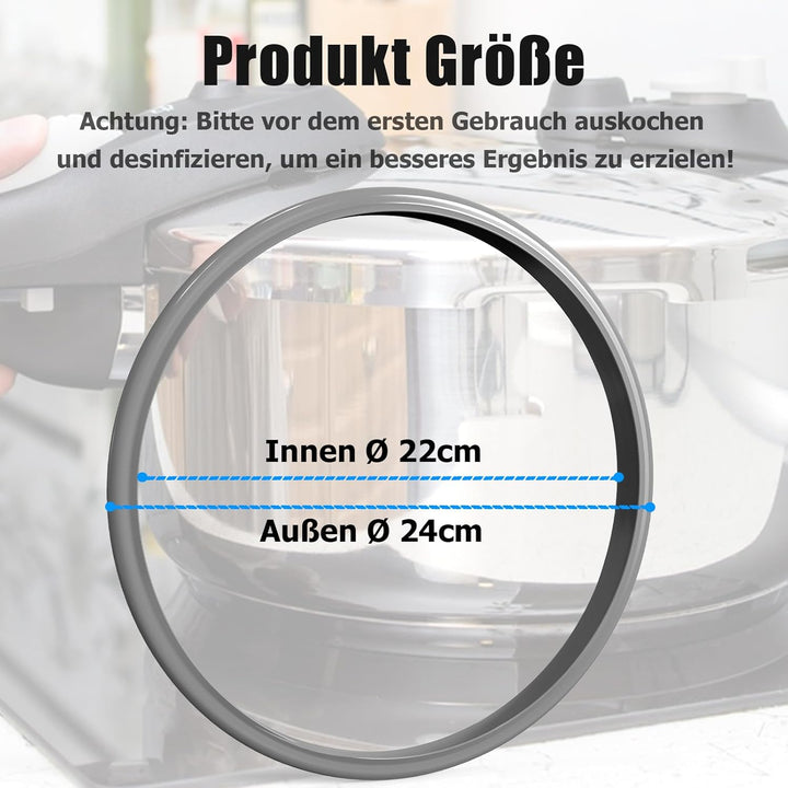 Ancable Schnellkochtopf Dichtungsring 22cm für WMF, 2 Stück Ersatzteil Dichtungsring für WMF und Sil