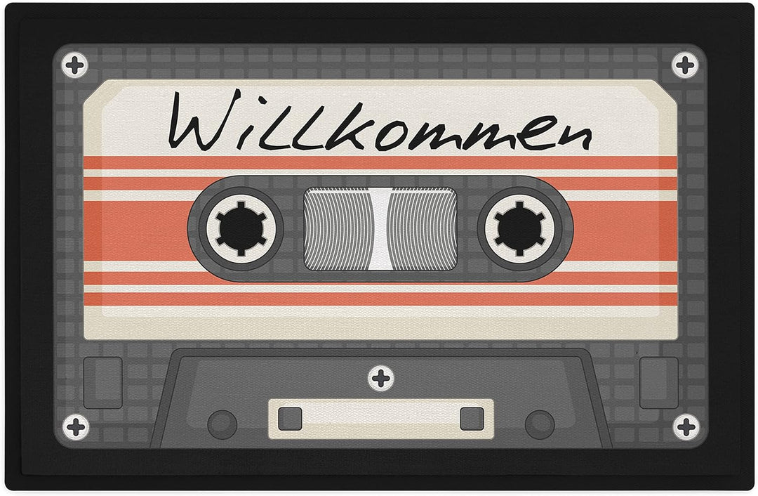 Trendation - Willkommen Fussmatte Grafik Schmutzfangmatte Geschenk Aussen Innenbereich 60x40 cm Wasc