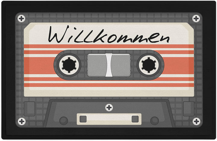 Trendation - Willkommen Fussmatte Grafik Schmutzfangmatte Geschenk Aussen Innenbereich 60x40 cm Wasc
