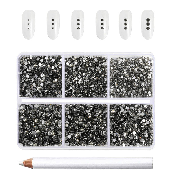 Beadsland 7200pcs Flatback Strasssteine für Nagel,Graue Strasssteine Kristall Runde Edelsteine für K