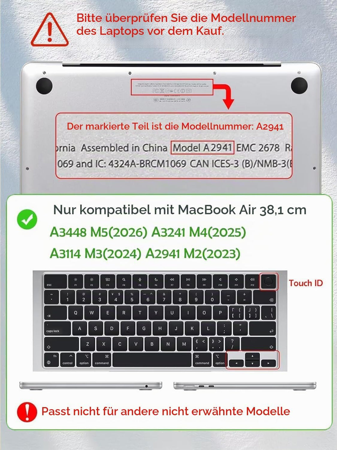 Fancity Hülle Kompatibel mit MacBook Air 15 inch Case 2023 2024 2025 Release M4 A3241 M3 A3114 M2 A2