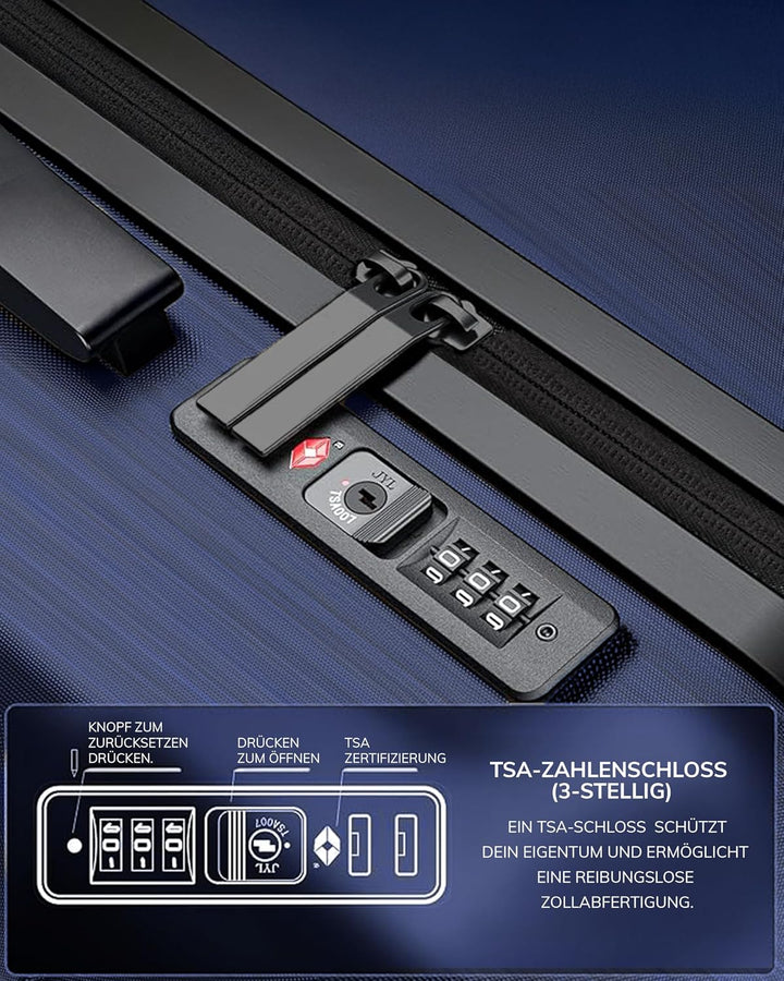 FERGÉ Kofferset 3 teilig Hartschale TSA-Zahlenschloss Cannes Reisekoffer Trolley-Set (Handgepäck, L,