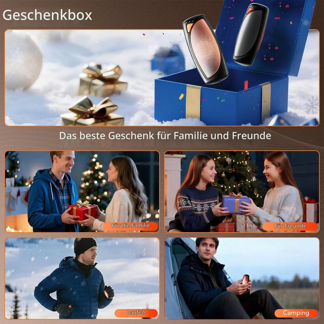 COTOP Handwärmer Elektrisch, 2er Set Taschenwärmer Wiederverwendbar mit Ladecase, 14.000 mAh Akku Au