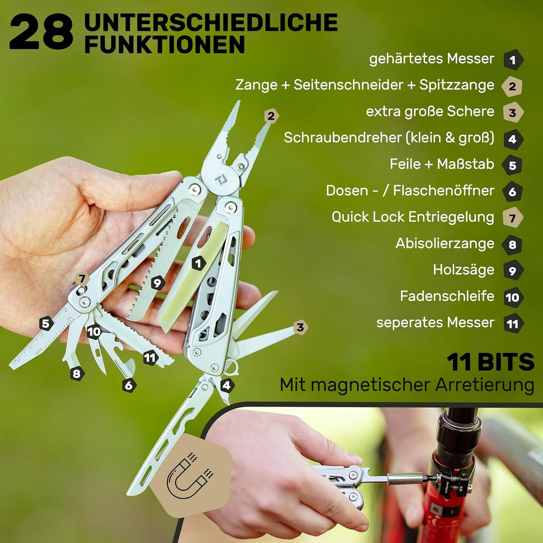 TREKLINE Premium Multitool Werkzeug [rostfreier Edelstahl] Survival Multifunktionsmesser perfektes C