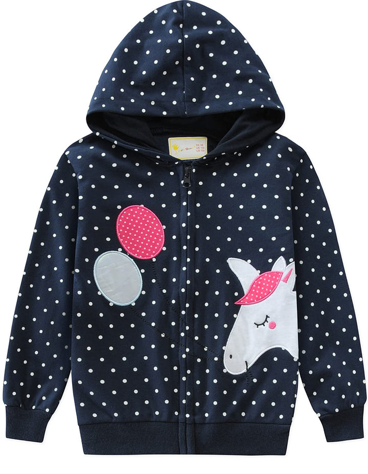 EULLA Kinder Mädchen Zip Up Hoodie Sweatjacke Kapuzenjacke Kapuzenpullover Langarm Baumwolle Einhorn
