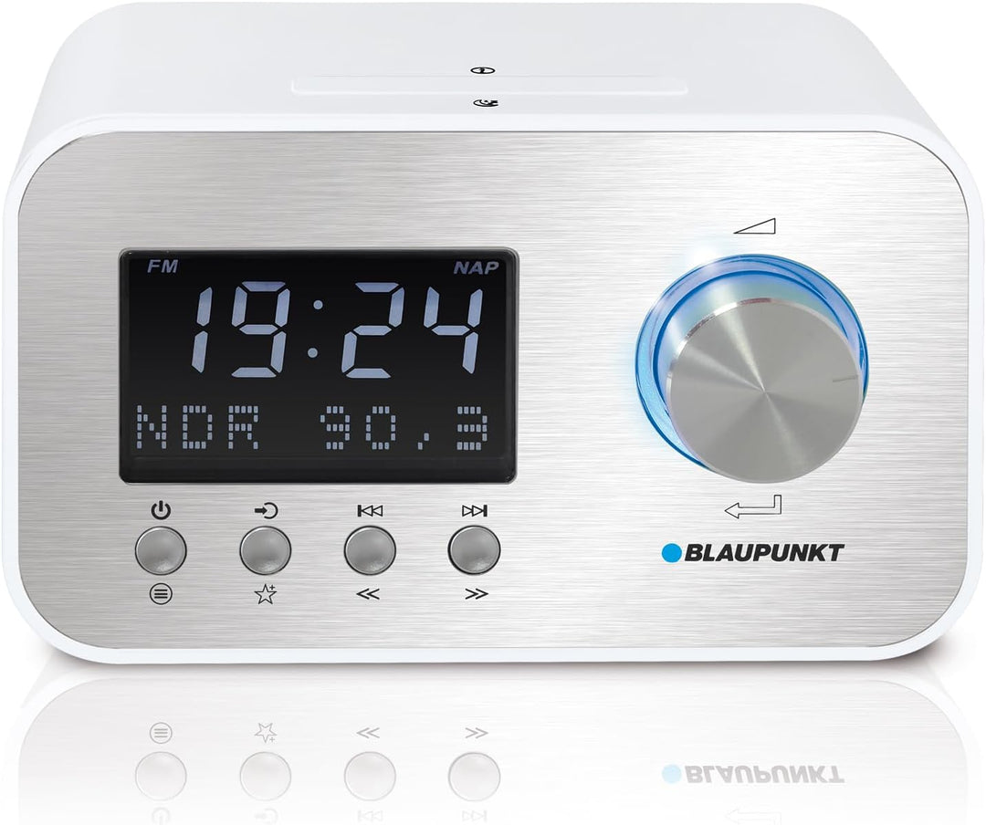 Blaupunkt Radiowecker CLRD 40 Weiss - Bluetooth Lautsprecher mit DAB+ & UKW – 2 x 3 Watt RMS – dimmb