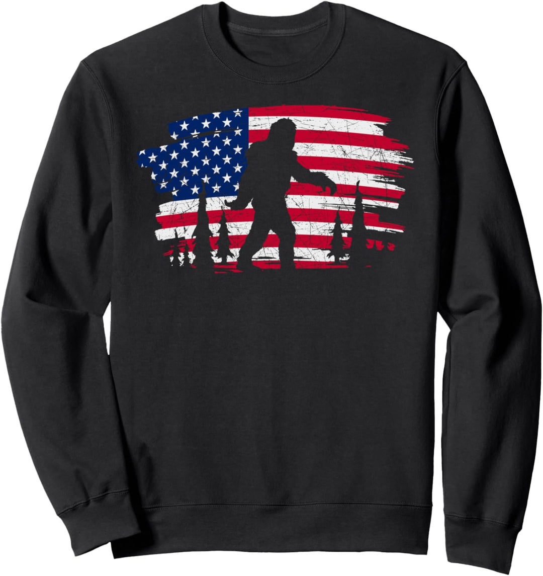 Amerika Flagge Kryptozoologie Sasquatch Mythos USA Bigfoot Sweatshirt
