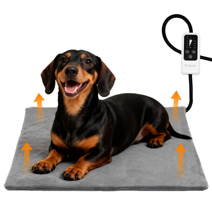 BECEMURU Haustier Heizkissen für Katze Hund 75x45cm, 6 einstellbare Temperaturen und 4 einstellbare